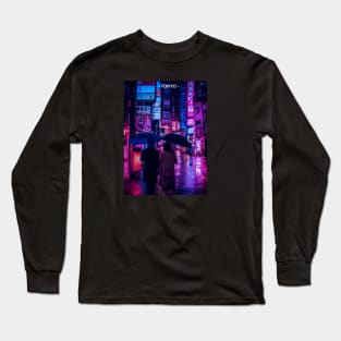 Tokyo Street Neon Synthwave Long Sleeve T-Shirt